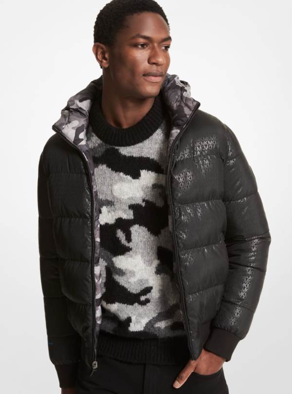 Panske Bundy Michael Kors Reversible Camouflage Puffer Čierne - Oblecenie Michael Kors Nejlevnejsi | JRFAZ-6074